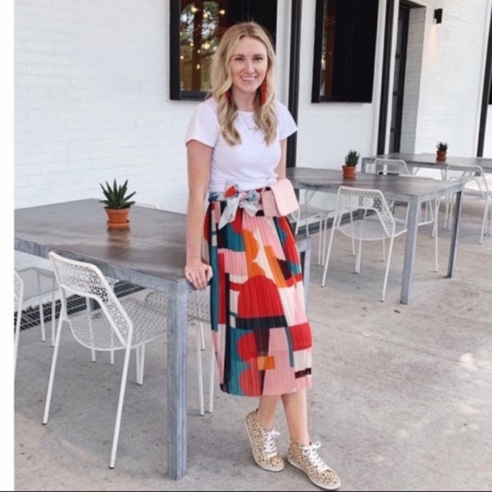 Anthropologie Maeve June pleated geometric skirt
